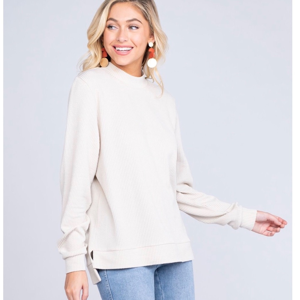 Southern Shirt Lightweight Ribbed Sweater, Oatmeal